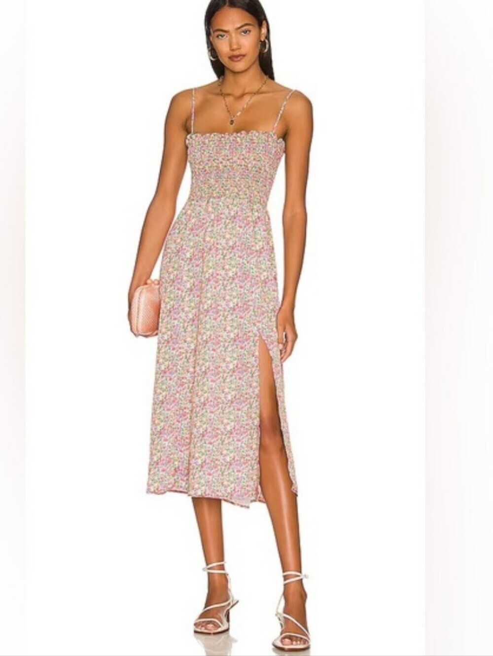 ​RESA Ashley Smocked Floral Midi Dress In Charlestone Size Small